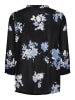 Kaffe Langarm-Bluse KAedita Regular fit in Black / Blue Flower Print