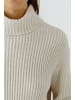 Oui Strickpullover mit 50 cm Länge in Offwhite