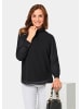 GOLDNER Kurzgröße:  Figurschmeichelnde Schlupfbluse mit modischer Kragenverarbeitung in schwarz