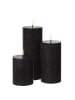 Uyuni 3er Set LED Kerzen PIA Rustik-Optik 3 Höhen mit Batterien und Fernb in schwarz