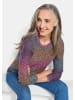 GOLDNER Kurzgröße:  Langarm Pullover mit U-Boot-Ausschnitt in bunt / gemustert