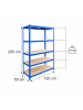 relaxdays Schwerlastregal in Blau/ Braun - (B)120 x (H)200 x (T)50 cm