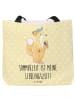 Mr. & Mrs. Panda Tote Bag Sommer Freude mit Spruch in Gelb Pastell