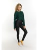 myMo Damen Strick Cropped Pullover in Dunkelgrün
