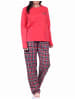 NORMANN 2tlg. Outfit Flanell Pyjama lang Flanell Hose und Jersey Oberteil - 70890 in rot