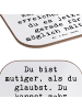 Mr. & Mrs. Panda Glasuntersetzer Spruch Mut und Tapferkeit mit S... in Weiß
