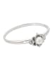 faina Women Bangle Bracelet With Floral Motif in Silver White