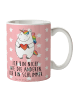 Mr. & Mrs. Panda Teetasse Einhorn Herz mit Spruch in Rot Pastell