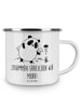 Mr. & Mrs. Panda Emaille Tasse Im Team zuMenschmenarbeiten mit Spruch in Weiß