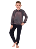 NORMANN Frottee Schlafanzug Pyjama langarm Bündchen Streifen - 77012 in marine