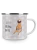 Mr. & Mrs. Panda Camping Emaille Tasse Faultier Kaffee mit Spruch in Grau Pastell