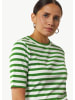 comma T-Shirt kurzarm in Grün-weiß