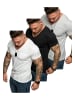 Amaci&Sons Herren T-Shirts 3er-Pack 3. PATERSON in (Grau + Schwarz + Weiß)