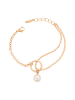 faina Women Chain Link Bracelet With Beads in Rose Gold White