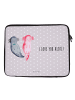 Mr. & Mrs. Panda Laptop Sleeve Axolotl Liebe mit Spruch in Grau Pastell