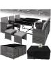 tectake Rattan-Gartenlounge für 6 bis 10 Personen, Inkl. Schutzhülle