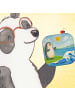 Mr. & Mrs. Panda Glas-Untersetzer Pinguin Surfer Design ohne Spruch in Weiß