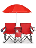 COSTWAY 2-Sitzer Campingstuhl mit Sonnenschirm in Rot