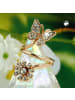 Gallay Ring 32mm Schmetterling und Blume mit weißen Glassteinen rotvergoldet Ringgröße 50 in gold