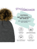 styleBREAKER Strick Bommelmütze in Grau