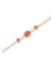 faina Women Crystal Studded Chain Link Bracelet in Rose Gold Red