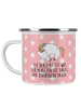 Mr. & Mrs. Panda Camping Emaille Tasse Einhorn Nacht mit Spruch in Rot Pastell