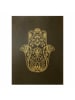WALLART Leinwandbild Gold - Mandala Hamsa Hand Lotus Set auf Schwarz in Schwarz
