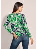 MADELEINE Statement-Bluse mit Städteprint in grün / marine / ecru