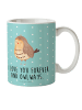 Mr. & Mrs. Panda Kindertasse Eule Zufrieden mit Spruch in Türkis Pastell