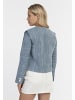 DreiMaster Vintage Damen Kurze Blazerjacke in Blau Wollweiss Streifen