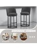 ABRIHOME Barhocker 2er mit Leinenbezug in Grau