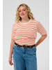 KAFFE curve T-Shirt kurzarm KCWINNI Loose fit in Ant. White / Tigerlily Stripe