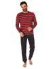 NORMANN Frottee Schlafanzug lang Pyjama RingelMuster - 82393 in rot