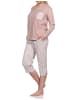 NORMANN Pyjama kurzarm Schlafanzug Caprihose Leoprint - 72606 in braun