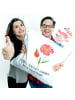 Mr. & Mrs. Panda Kissen Blume HageRundunge mit Spruch in Weiß