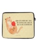 Mr. & Mrs. Panda Laptop Tasche Katze Wolle mit Spruch in Gelb Pastell
