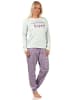 NORMANN langarm Schlafanzug Pyjama Schriftzug und karierter Hose - 64539 in türkis