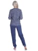 NORMANN Frottee Pyjama langarm Schlafanzug Bündchen Streifen - 75919 in marine