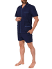 NORMANN shorty Pyjama kurzarm gewebt durchknöpfbarem Oberteil - 55089 in marine