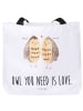 Mr. & Mrs. Panda Shopper Tasche Eulen Liebe mit Spruch in Weiß
