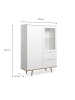 CALICOSY Geschirrschrank LUBLIN in Weiß - (W) 100  x (H) 140  x (L) 40  cm