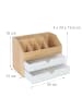 relaxdays Schreibtisch Organizer in Natur/Weiß - (B)24 x (H)19 x (T)14 cm