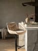 KADIMA DESIGN Barhocker Samt Hocker mit Lehne 86 - 106 cm, Küchenhocker in Beige