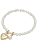 Lulu & Jane Perlen-Armband Herz aus Messing mit Zirkonia und Muschelkernperle in weiß