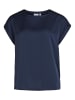 Vila Satin Blusen T-Shirt Kurzarm Basic Top Glänzend VIELLETTE in Navy