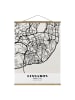 WALLART Stoffbild mit Posterleisten - Stadtplan Lissabon - Klassik in Schwarz-Weiß