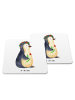 Mr. & Mrs. Panda Untersetzer Pinguin Blumen ohne Spruch in Weiß