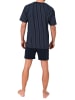 NORMANN Kurzarm Schlafanzug Shorty Pyjama Minimalprint in navy