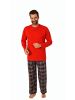 NORMANN Schlafanzug Pyjama langarm Flanell Hose Oberteil - 70827 in rot