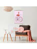 WALLART Stoffbild - Jonas Loose - Flamingo mit Fahrrad in Rosa
